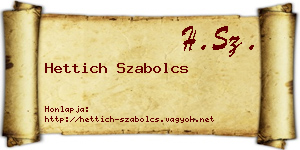 Hettich Szabolcs névjegykártya